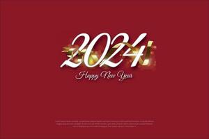 Simple and Clean Design Happy New Year 2024. white Numbers with confetti for Background for Banners, Posters or Calendar. vector