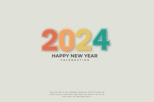 Retro Design Happy New Year 2024. With a dark and bright background of the premium background for banners, posters or calendar. vector