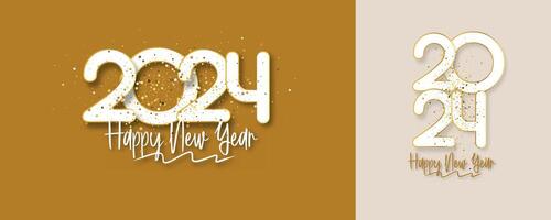 Simple and Clean Design Happy New Year 2024. Gold Numbers for Background for Banners, Posters or Calendar. vector