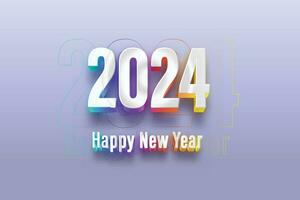 Happy New Year 2024 3D Cinematic Rainbow Glow Text for Banner or Poster vector