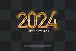 Happy New Year 2024. Golden 3D numbers on elegant Background vector