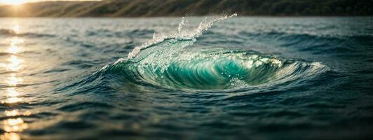 claro agua soltar con circular ondas. ai generado foto