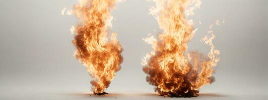 fuego llamas aislado en blanco antecedentes. ai generado foto