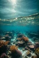 Sea or ocean underwater deep nature background. AI generated photo