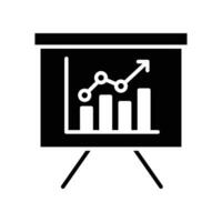 sales forecasting glyph icon. Predictive analytics financial business. Sale marketing Bar graph observation budget estimate. Flat pictogram. Vector illustration. Design on white background. EPS 10