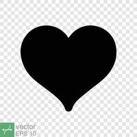 Heart icon isolated on editable background. Simple flat icon. Black love shape symbol, blank heart silhouette sign logo design, romantic wedding concept. vector illustration EPS 10.