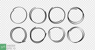 Hand drawn circles sketch frame set. Line doodle circular shape, round, scribble. Vector illustration isolated. EPS 10.