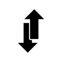 Up and down arrow icon. Two arrows with different direction can be used for input output process, forward sign, vertical swap. Glyph, solid vector illustration. design on white background. EPS 10