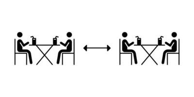 Two group people drinking coffee in cafe icon. New normal dine in concept with safe table. keep social distancing as prevention spread of Covid19. Solid, Glyph style. vector illustration Design EPS 10