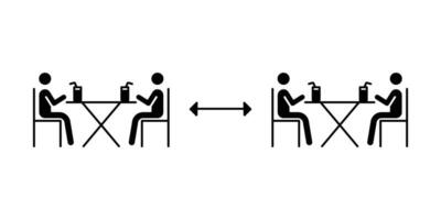 Two group people drinking coffee in cafe icon. New normal dine in concept with safe table. keep social distancing as prevention spread of Covid19. Solid, Glyph style. vector illustration Design EPS 10