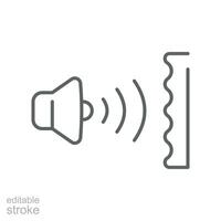 Soundproofing icon. sound insulation and heading for door. soundproof layer. Noise absorbing. line or outline pictogram. editable stroke. Vector illustration. Design on white background. EPS 10