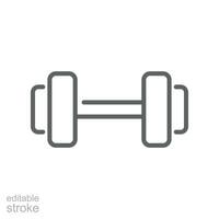 gimnasio deporte, pesa icono. corto bar con un peso a cada final para ejercicio o músculo edificio. pesado barra con pesas, peso levantamiento. editable carrera vector ilustración. diseño en blanco antecedentes eps 10