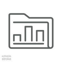 Analyze chart statistic folder icon. processing of analytical and statistical data Collection.Graphic storage of Project documents. Editable stroke Vector illustration Design on white background EPS10