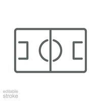 Football, sport icon. Soccer field from above, sport fields look from top. Pictogram symbol, line style for mobile web and app. Editable stroke. Vector illustration. Design on white background. EPS 10