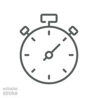 Timer, stopwatch, sport icon. countdown measurement. Second and minute counting. Line style pictogram logo for app and website. Editable stroke. Vector illustration. Design on white background EPS 10