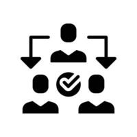 Assignment, Delegate, Delegating, Distribution Business glyph icon.  assistant group management. team work transfer job  communication Logo solid vector illustration design on white background. EPS 10