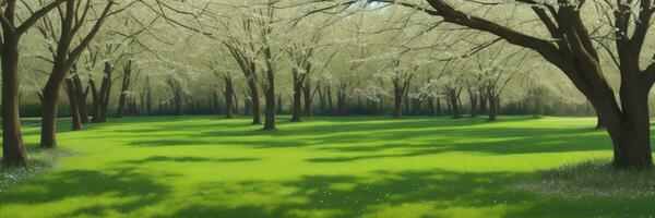 Fresco primavera verde césped. ai generado foto