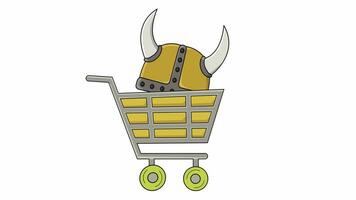 animated video of a trolley carrying a viking hat