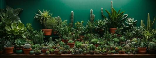 a large collection of cacti and succulents in pots photo