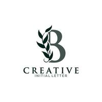 Initial Letter B and Floral Logo vector, Botanical Minimalistic Letter Feminine Logos with Organic Plant Elements vector