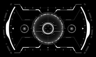 HUD sci-fi interface screen view white geometric on black design virtual reality futuristic technology creative display vector