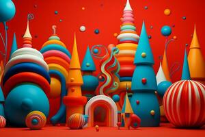 Vibrant and playful holiday decorations. Generative AI photo