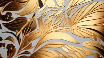 Gold and black wallpaper close up. Generative AI photo