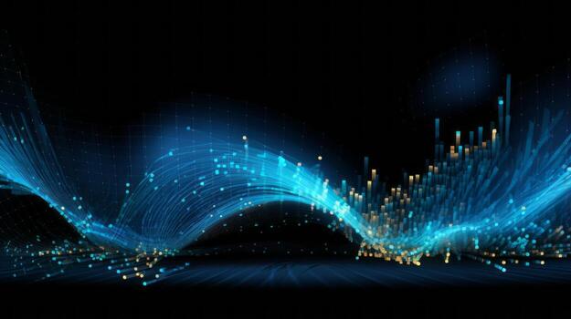 Blue abstract with lines and dots. Generative AI photo