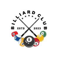 Billiard Logo Minimalist Design Ball and Stick Symbol Illustration Template vector