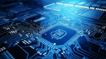 Computer circuit board up close. Generative AI photo