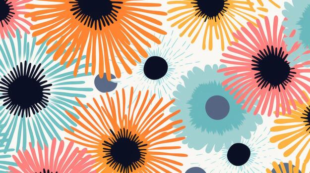 A vibrant floral pattern on a clean white backdrop. Generative AI photo