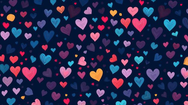 Hearts on a dark background. Generative AI photo