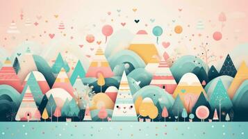 Playful holiday background with cute elements and creative design.. Generative AI photo