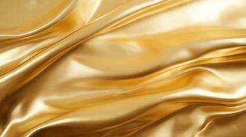 Close up view of a luxurious gold satin fabric. Generative AI photo
