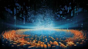Imaginative digital Christmas interpretation igniting pixels. Generative AI photo