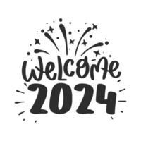 contento nuevo año 2024 diseño. nuevo año letras. prima vector diseño para póster, bandera, saludo y nuevo año 2024 celebracion.