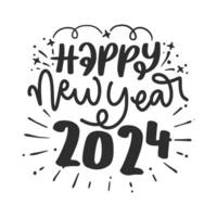 contento nuevo año 2024 diseño. nuevo año letras. prima vector diseño para póster, bandera, saludo y nuevo año 2024 celebracion.