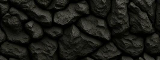 Black or dark gray rough grainy stone texture background. AI generated photo