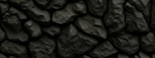 Black or dark gray rough grainy stone texture background. AI generated photo