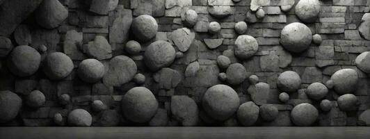 Old wall texture cement dark black gray background abstract grey color design are light with white gradient background.. AI generated photo
