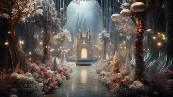 Ethereal Christmas wonderland. Generative AI photo