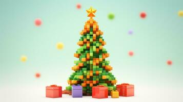 Spirit of the season with a pixelated Happy Christmas. Generative AI photo