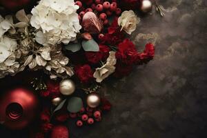 Elegantly arranged holiday decor. Generative AI photo