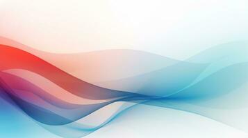 Abstract blue and red background with wavy lines. Generative AI photo