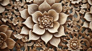 Detailed carving of a beautiful flower in close up. Generative AI photo