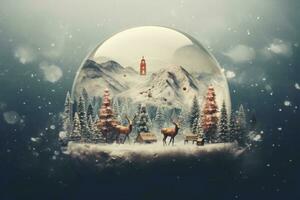 Creative holiday double exposure Christmas scenes. Generative AI photo