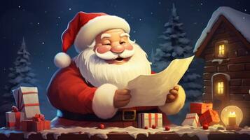 Cute cartoon illustration of Santa Claus. Generative AI photo