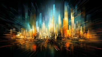 Abstract city with bright lights. Generative AI photo