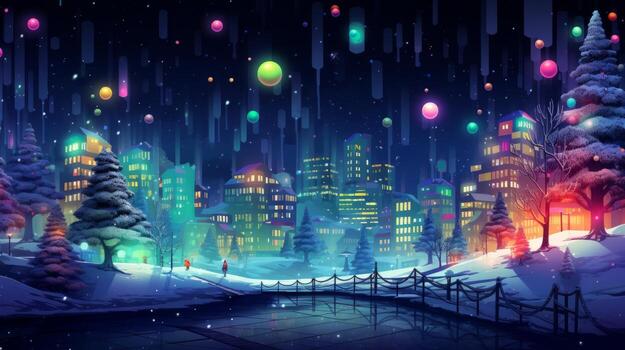 Digital Christmas scene celebrating pixels. Generative AI photo