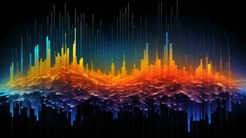 Colorful sound wave on black. Generative AI photo